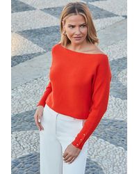 Sosandar - Rib Batwing Jumper With Button Detail - Lyst