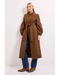 Wallis - Wrap Front Balloon Sleeve Coat - Lyst