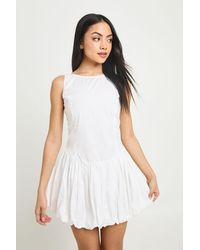 Boohoo - Cotton Poplin Bubble Hem Racer Mini Dress - Lyst