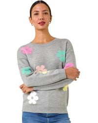 Roman - Floral Print Jacquard Knit Jumper - Lyst