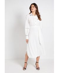Wallis - Contrast Lace Trim Shirt Dress - Lyst