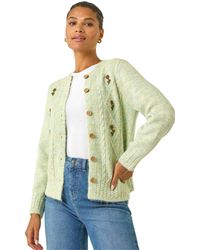 Roman - Embroidered Floral Knit Cardigan - Lyst