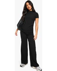 Boohoo - Maternity Ruched Side T-Shirt And Wide Leg Co-Ord - Lyst