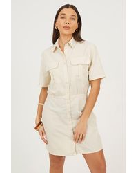 Brave Soul - Collared Button Down Mini Shirt Dress - Lyst
