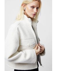 French Connection - Boucle High Neck Zip Up Jacket - Lyst