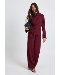 Boohoo - Woven Drape Long Sleeve Blouse & Trouser Co-Ord - Lyst