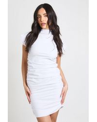 Boohoo - Grown On Neck Ruched Side Mini Dress - Lyst