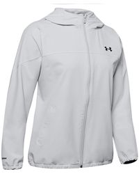 Under Armour - S Woven Branded Full Zip Hoodie Grijs 1351794 014 - Lyst