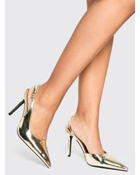 Boohoo - Metallic High Heeled Slingback Court Shoes - Lyst