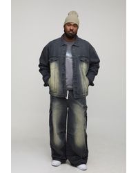 BoohooMAN - Plus Tinted Washed Boxy Oversized Jean Jacket - Lyst
