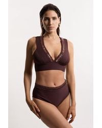 Karen Millen - Bandage Embellished Trim High Waist Bikini Bottoms - Lyst