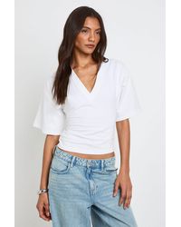 Boohoo - Tall V-Neck Cinched Waist T-Shirt - Lyst