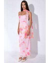Hiccup - Patterned Tulle Midi Dress With Scarf Detail - Lyst