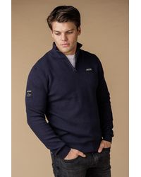 Firetrap - Cotton Rich Pique Funnel Neck Half Zip Jumper - Lyst