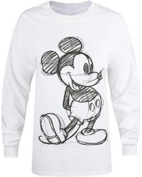 Disney - Ladies Mickey Mouse Sketch Long-Sleeved T-Shirt () Cotton - Lyst
