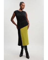 Karen Millen - Plus Size Soft Tailored Asymmetric Neck Draped Waist Detail Midi Dress - Lyst