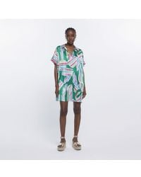 River Island - Mini Shirt Dress Abstract Print - Lyst