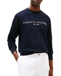 Tommy Hilfiger - Fleece Sweatshirt Embroidered Logo Pullover Crew Neck Jumper - Lyst