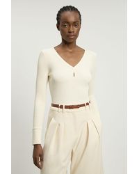Karen Millen - Knit Pointelle Stitch Detail Top - Lyst
