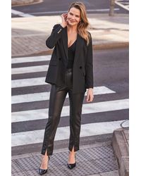 Sosandar - Faux Leather Front Split Tailored Trousers - Lyst
