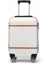 Infinity Leather - Hardshell Cream Cabin Suitcase Robust Abs Lightweight Luggage Holiday Bag - Lyst