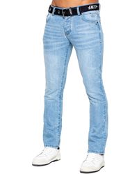 Enzo - Denim Straight Fit Jeans - Lyst