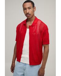 BoohooMAN - Relaxed Open Stitch Detail Knitted Shirt - Lyst
