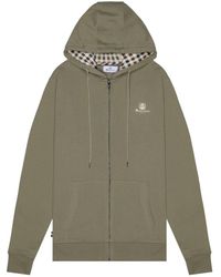 Aquascutum - Active Small Logo Full Zip Up Army Hoodie Cotton - Lyst