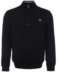 PS by Paul Smith - Men's Zebra Logo Half-zip Knitted Sweatshirt In Black - Lyst