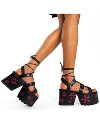 LAMODA - Chunky Platform Sandals Flawless Open Toe With Lace Up & Studs - Lyst