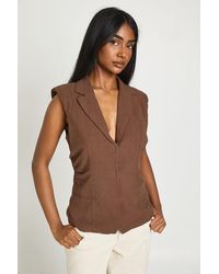 Boohoo - Linen Look Ruched Waistcoat - Lyst