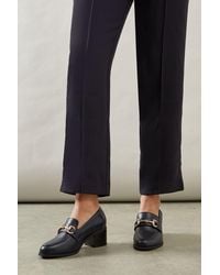 Wallis - Wide Fit Lydia Snaffle Trim Apron Front Medium Heeled Loafers - Lyst