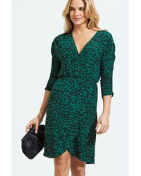 Sosandar - Leopard Print Faux Wrap Dress - Lyst
