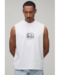 BoohooMAN - Oversized Boxy Palm Springs Print Tank Cotton - Lyst