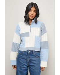 Warehouse - Patchwork Crop Cable Jumper - Lyst