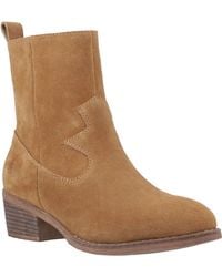 Hush Puppies - Ida Stitch Boot Leren Tan Enkellaarzen Met Hoge Hak Voor Dames - Lyst