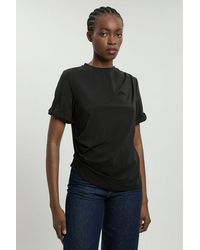 Karen Millen - Cotton Jersey Gathered Detail T-Shirt - Lyst