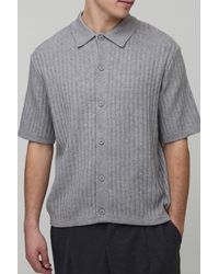 BoohooMAN - Boxy Fit Soft Touch Short Sleeve Ribbed Knitted Shirt - Lyst