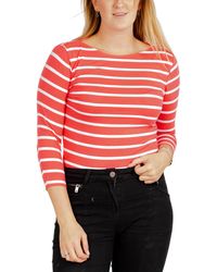 Secret Label - Striped Cotton Rich Slash Neck Tops - Lyst