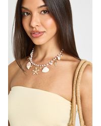 Boohoo - Ocean Pearl Charm Necklace - Lyst