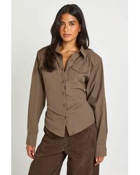 Boohoo - Cinched Stripe Fitted Shirt - Lyst