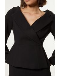 Karen Millen - Compact Stretch Tailored Assymetric Peplum Jacket - Lyst