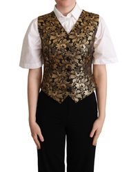Dolce & Gabbana - Zwarte Gouden Jacquard Zijden Gilet - Lyst
