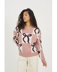 Brave Soul - Bow Jacquard Knit Jumper - Lyst