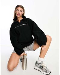 ASOS - Oversized Half Zip Borg Fleece With Logo - Lyst