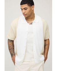 BoohooMAN - Relaxed Boxy Colour Block Knitted Shirt - Lyst