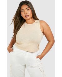 Boohoo - Plus Washed Rib Racer Tank - Lyst