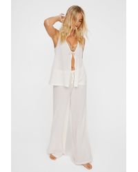 Nasty Gal - Cotton Tie Front Waistcoat And Pants Beach Set - Lyst