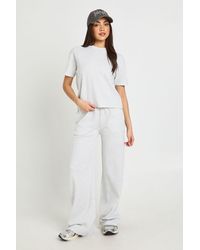 Boohoo - Waffle T-Shirt And Wide Leg Trouser Co-Ord - Lyst