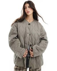 ASOS - Dolphin Hem Collarless Quilted Jacket - Lyst